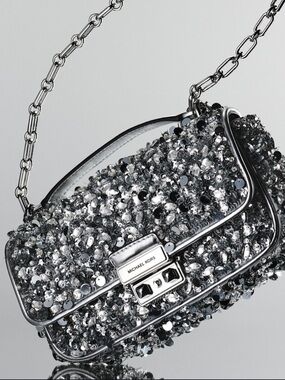 New! Michael Kors Limited Edition Tribeca Small Hand Sequin Shoulder Bag🩶 NWT!